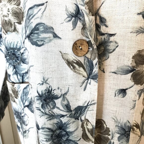 Lisa Josephs Vintage Woven Jacket: 80s Blazer Cream Blue Green Floral, Women’s S - Picture 5 of 9